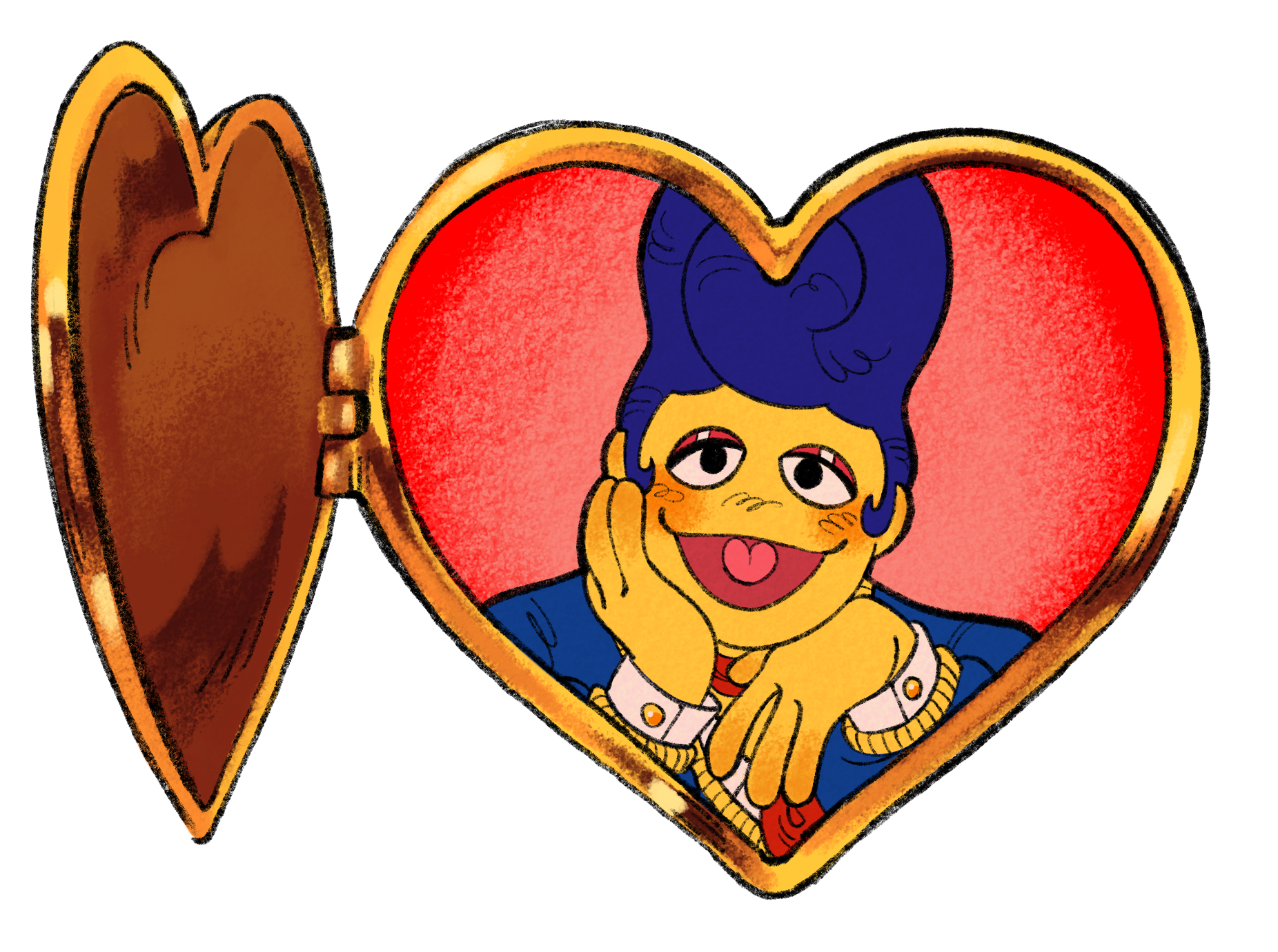 A photo of Wally smiling in a heart locket